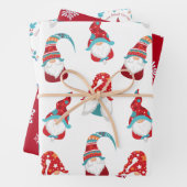 Schattigee Gnomen Sneeuwvlokken Bloemenkrans Aange Inpakpapier Vel (In situ)