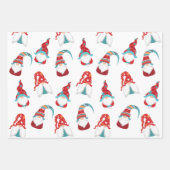 Schattigee Gnomen Sneeuwvlokken Bloemenkrans Aange Inpakpapier Vel (Voorkant)