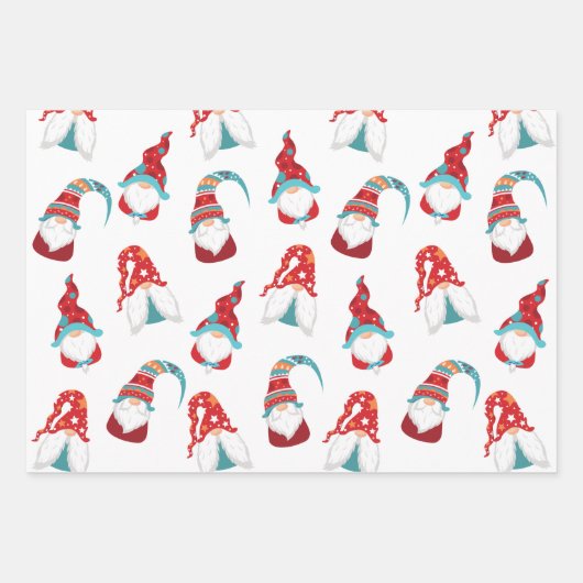 Schattigee Gnomen Sneeuwvlokken Bloemenkrans Aange Inpakpapier Vel (Voorkant)