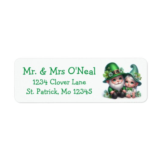 Schattigee Gnomen St. Patrick's Day Etiket (Voorkant)