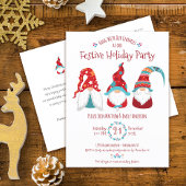 Schattigee Gnomes Modern kerstfeest feestelijk Uitnodiging Briefkaart