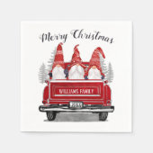 Schattigee Gnomes Rode Vrachtwagen Vrolijk Kerstf Servet (Voorkant)