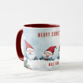 Schattigee Gnomes Vrolijk Kerstfeest Gepersonalise Mok (Voorkant links)