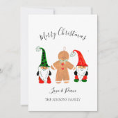 Schattigee Gnomes Waterverf Christmas Gingerbread Feestdagenkaart (Voorkant)