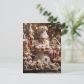 Schattigee gnoom bakker omgeven door taarten en le briefkaart (Staand voorkant)