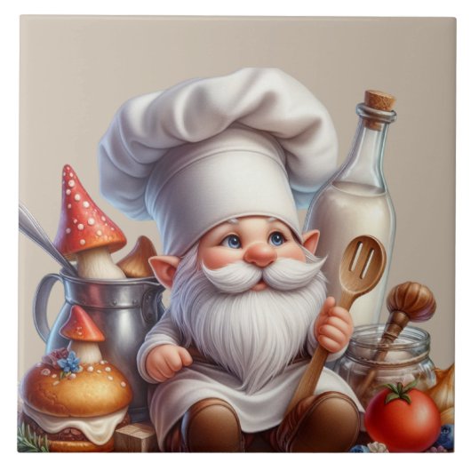 Schattigee gnoom chef-liefhebbers tegeltje (Voorkant)