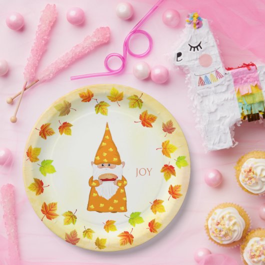 Schattigee gnoom en vakantieherfstbladeren papieren bordje (Feest)