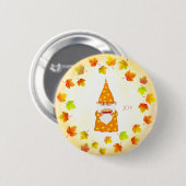Schattigee gnoom en vakantieherfstbladeren ronde button 5,7 cm (Voorkant /achterkant)