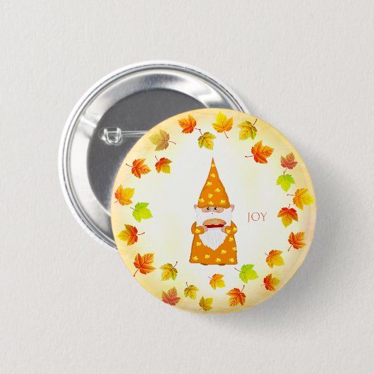 Schattigee gnoom en vakantieherfstbladeren ronde button 5,7 cm (Voorkant /achterkant)