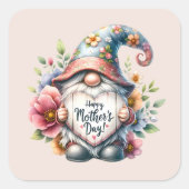 Schattigee gnoom Happy Moederdag Vierkante Sticker (Voorkant)