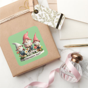 Schattigee gnoom Happy Moederdag Vierkante Sticker