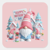 Schattigee gnoom Happy Moederdag Vierkante Sticker (Voorkant)