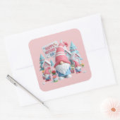 Schattigee gnoom Happy Moederdag Vierkante Sticker (Envelop)