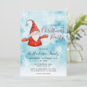 Schattigee gnoom in rood blauw kerstfeest kaart (Staand voorkant)