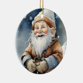 Schattigee gnoom in wintersneeuw keramisch ornament (Rechts)