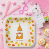 Schattigee gnoom & kleurrijke valbladeren papieren bordje (Feest)