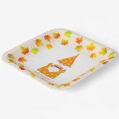 Schattigee gnoom & kleurrijke valbladeren papieren bordje (Gebogen)