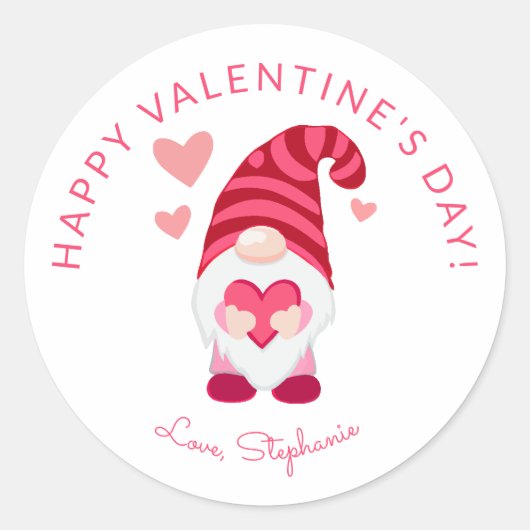 Schattigee gnoom met een hart Valentijnsdag Ronde Sticker (Voorkant)
