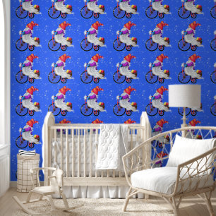 Schattigee gnoom met fiets en cadeau kerst behang
