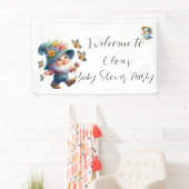 Schattigee gnoom met vlinder Baby shower banner (Insitu)