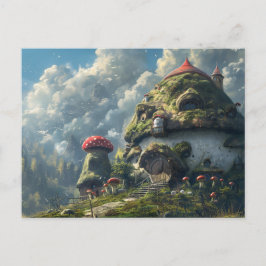 Schattigee gnoom, paddenstoelenhuis briefkaart