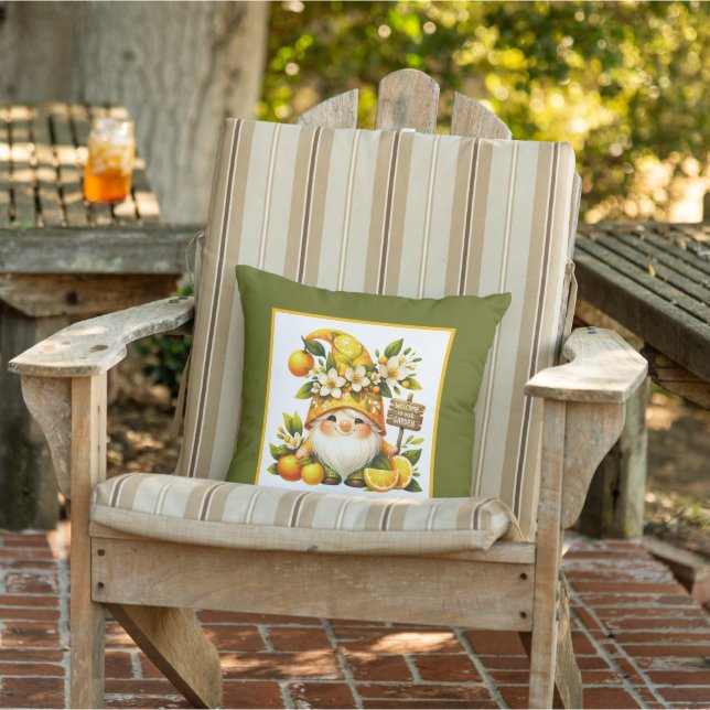 Schattigee gnoom tuin welkom buitenkussen (Stoel)
