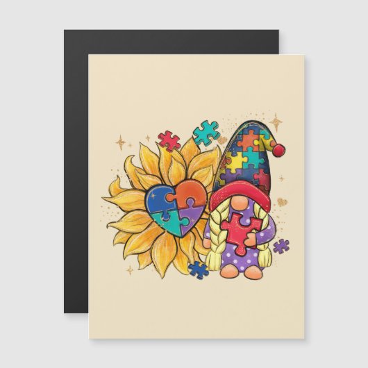 Schattigee Gnoom, Zonnebloem & Hart Autisme Bewust (Voorkant / Achterkant)