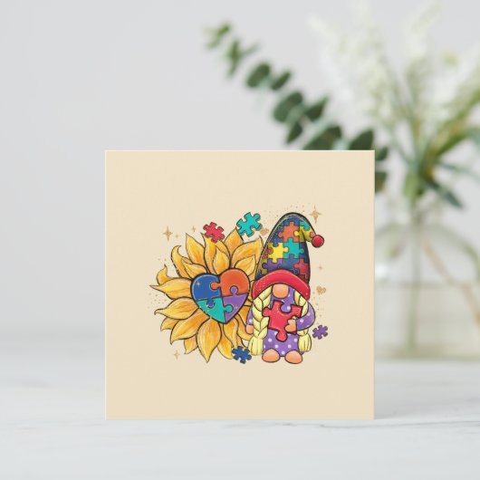 Schattigee Gnoom, Zonnebloem & Hart Autisme Bewust (Staand voorkant)