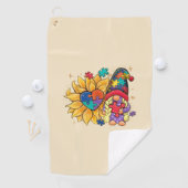 Schattigee Gnoom, Zonnebloem & Hart Autisme Bewust Golfhanddoek (Insitu)