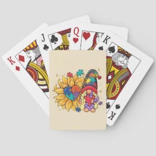 Schattigee Gnoom, Zonnebloem & Hart Autisme Bewust Pokerkaarten