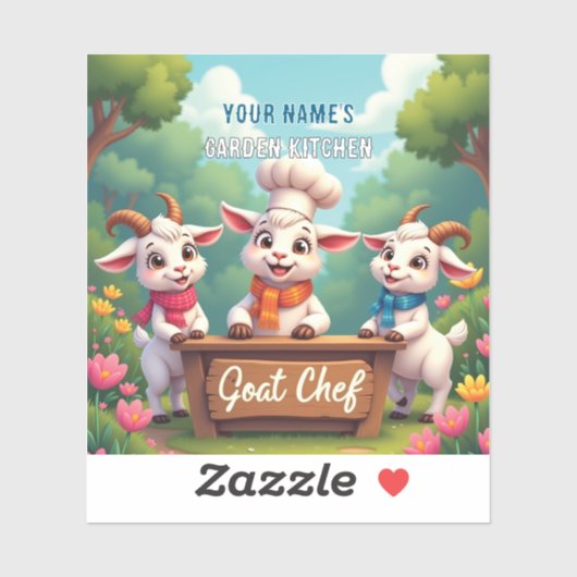 Schattigee Goat Chef Cartoon Keuken Sticker (Vel)