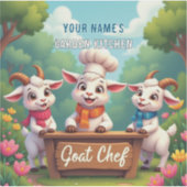 Schattigee Goat Chef Cartoon Keuken Sticker (Voorkant)