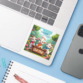 Schattigee Goat Chef Cartoon Keuken Sticker (Laptop met iPhone)