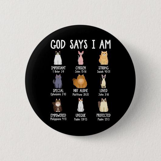 Schattigee God zegt dat ik kattenliefhebber ben Ch Ronde Button 5,7 Cm (Voorkant)