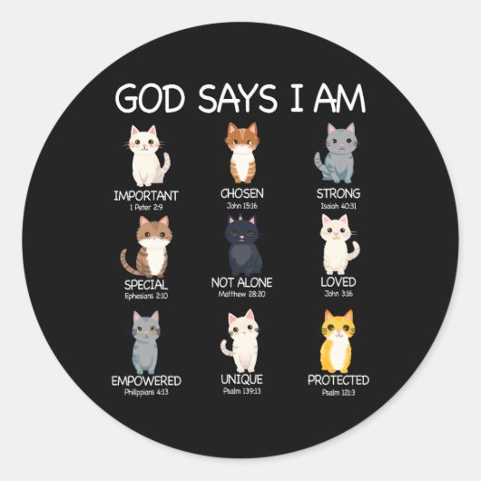 Schattigee God zegt dat ik kattenliefhebber grappi Ronde Sticker (Voorkant)