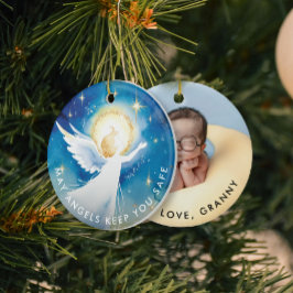 Schattigee Godsdienstige Beschermengel Waterverf F Keramisch Ornament