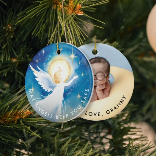 Schattigee Godsdienstige Beschermengel Waterverf F Keramisch Ornament