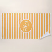 Schattigee goede vibes alleen geel wit gestreept m strandlaken (Voorkant)