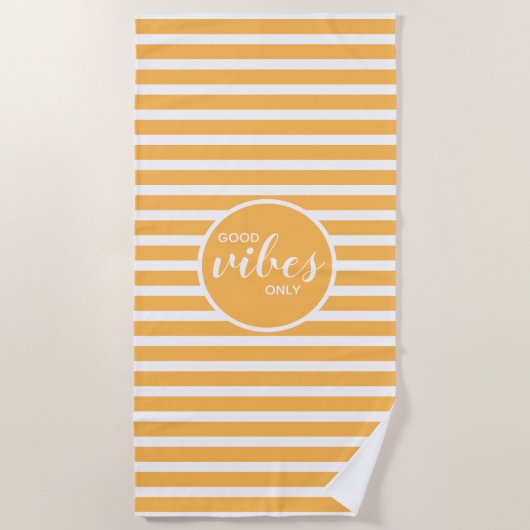Schattigee goede vibes alleen geel wit gestreept m strandlaken (Voorkant)