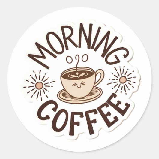 Schattigee Goedemorgen Koffie Ronde Sticker (Voorkant)