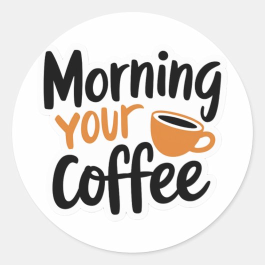 Schattigee Goedemorgen Koffie Ronde Sticker (Voorkant)