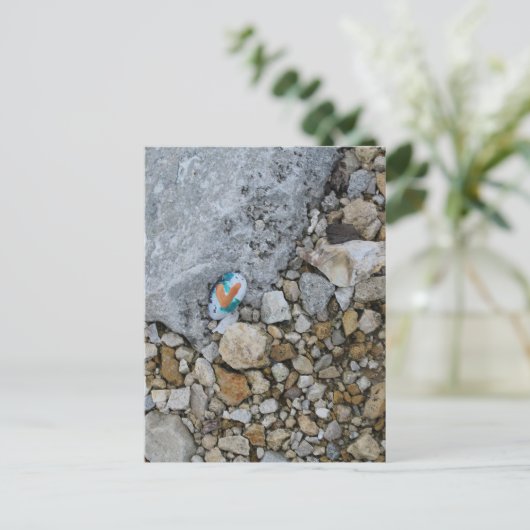 Schattigee Gold Heart Rock op Burlington, Iowa Riv Briefkaart (Staand voorkant)