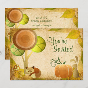 Schattigee Golden Autumn Woodland Animals Verjaard Kaart