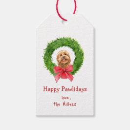Schattigee Golden doodle en kerstkrans Gift Labels Cadeaulabel