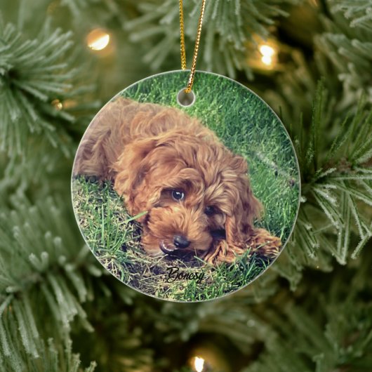 Schattigee Golden Doodle Keramisch Ornament (Boom)