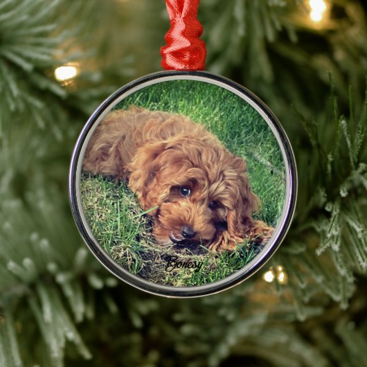 Schattigee Golden Doodle Premium Metalen Ornament (Boom)