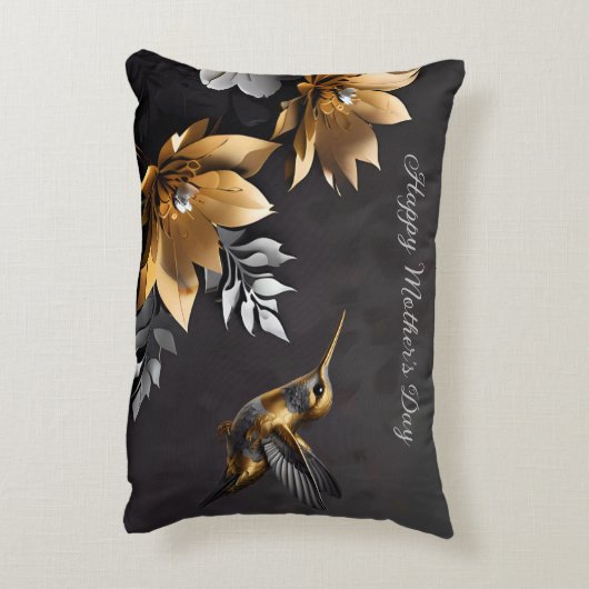 Schattigee Golden Hummingbird Accent Kussen (Achterkant (Verticaal))