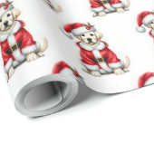 Schattigee Golden Labrador Kerstman Kerstmis Cadeaupapier (Rol Hoek)