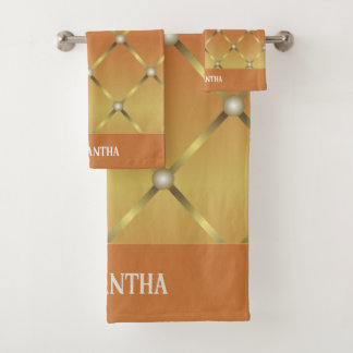 Schattigee Golden Oranje geometrische mesh naam Bad Handdoek