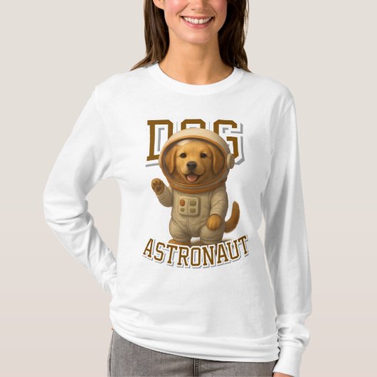 Schattigee Golden Retriever Astronaut Unisex Man W T-shirt (Voorkant)